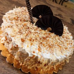 Scrumptious Honey Almond Cake - Moist cake with almonds on top"