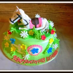 Cake for Horse Lover - Themed cake adorned with fondant horses, perfect for horse enthusiasts