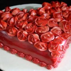 Heart Shape Red Velvet Designer Cake - Heart-shaped cake symbolizing love, with moist red velvet layers and cream cheese frosting, perfect for special occasions