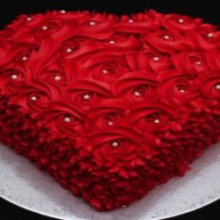 Red Velvet Heart Shape Designer Cake - Heart-shaped cake symbolizing love, with moist red velvet layers and cream cheese frosting, perfect for special occasions