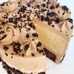 Coffee Butterscotch Ice Cream Cake - Creamy coffee-flavored ice cream with luscious butterscotch sauce and moist cake layers, perfect for any celebration