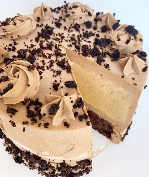 Coffee Butterscotch Ice Cream Cake - Creamy coffee-flavored ice cream with luscious butterscotch sauce and moist cake layers, perfect for any celebration