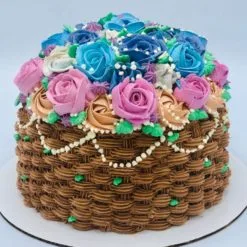 Gorgeous Chocolate Basket Cake - Moist chocolate cake adorned with decadent frosting and intricate chocolate decorations, perfect for any celebration