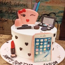 Elegant Makeup Theme Designer Cake - Cake adorned with fondant makeup accessories - AvonBakers