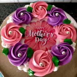 Cute Rosette Theme Mother's Day Special Cake - Cake adorned with cute rosette decorations