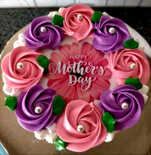 Cute Rosette Theme Mother's Day Special Cake - Cake adorned with cute rosette decorations