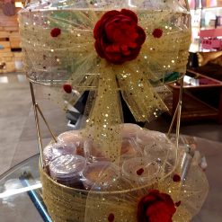 Two Tier Metal Theme Luxurious Designer Basket - Exquisite Gourmet Collection | Order Now