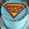 Super Dad Theme Designer Cake with superhero decorations and personalized message