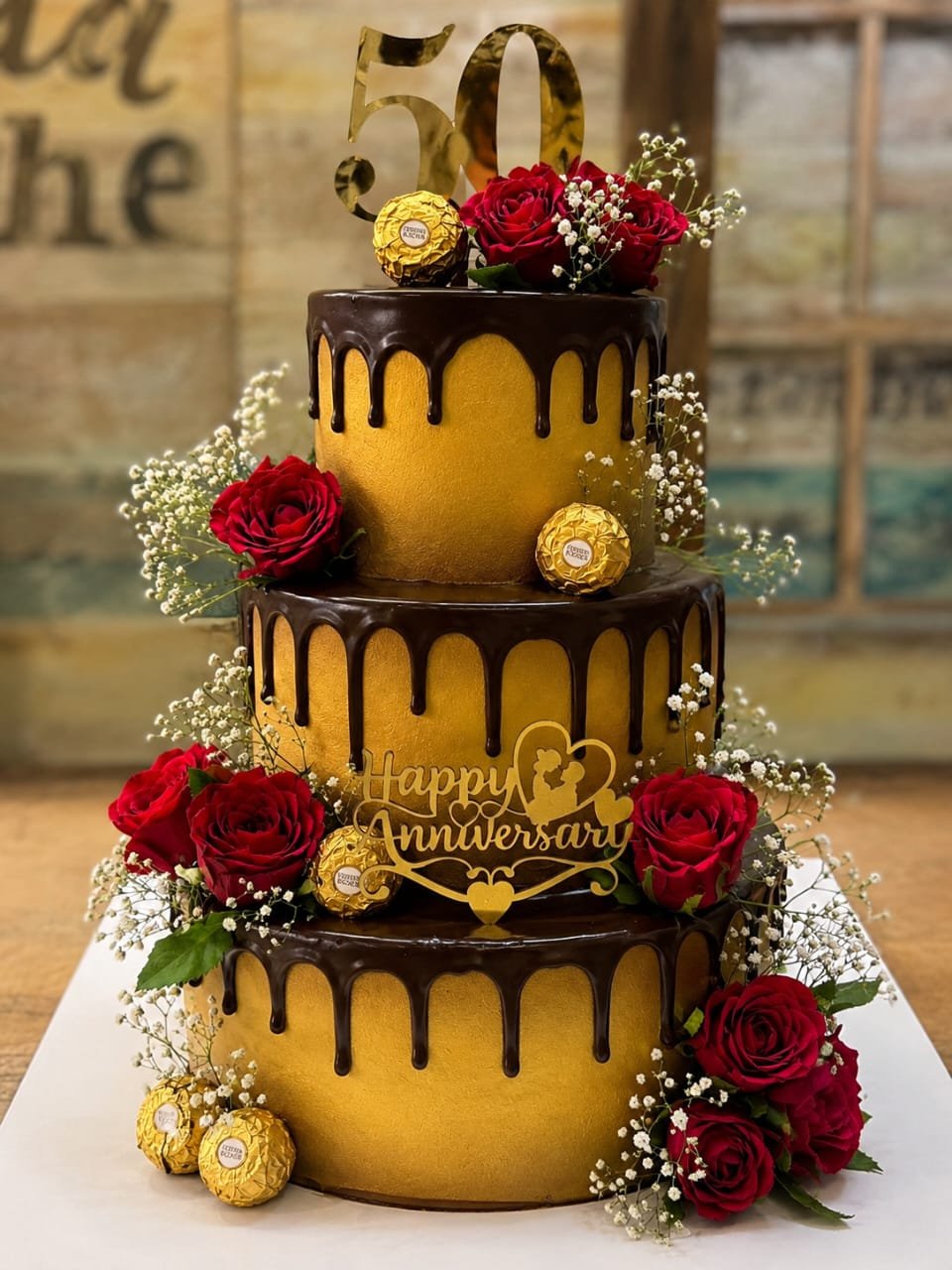 Three Tier Adorable Anniversary Theme Designer Cake